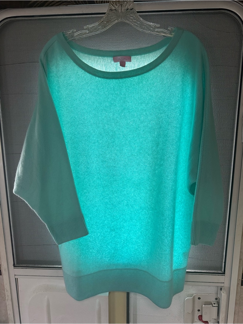 Lilly Pulitzer Aqua Boatneck Lightweight Cashmere Sweater